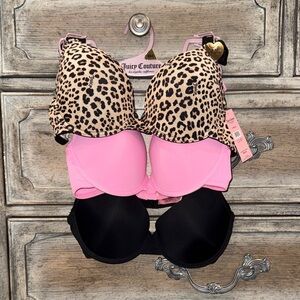 Juicy Couture *NWT Leopard, Pink & Black Bra Trio